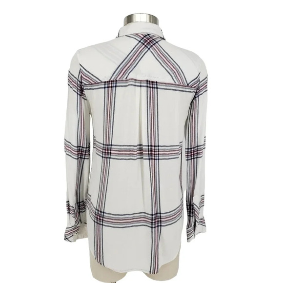 Rails Shirt Hunter White Plaid Long Sleeve Button Up Collared Flannel Top - Picture 4 of 8